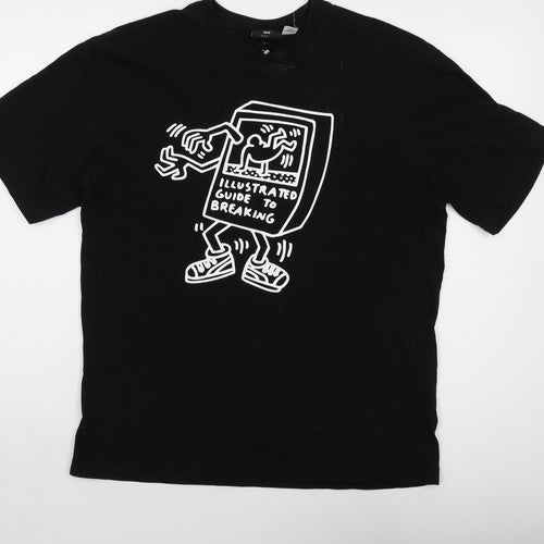 Keith Haring Mens Black Cotton T-Shirt Size S Crew Neck