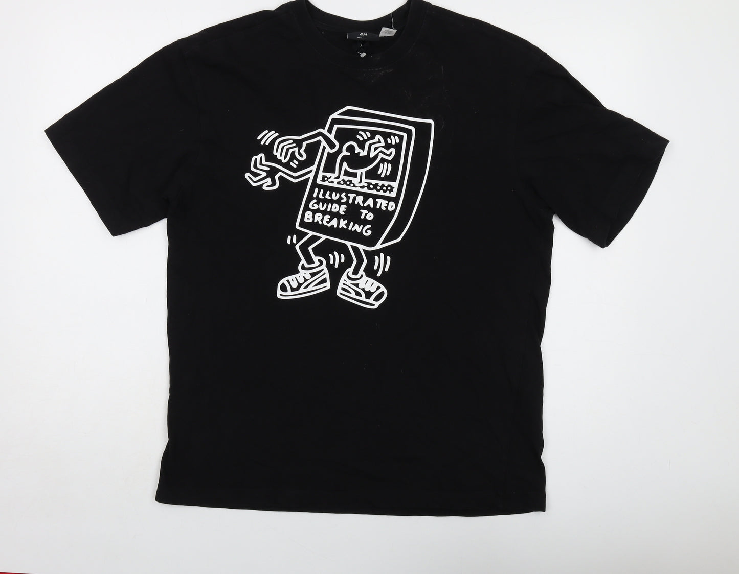 Keith Haring Mens Black Cotton T-Shirt Size S Crew Neck