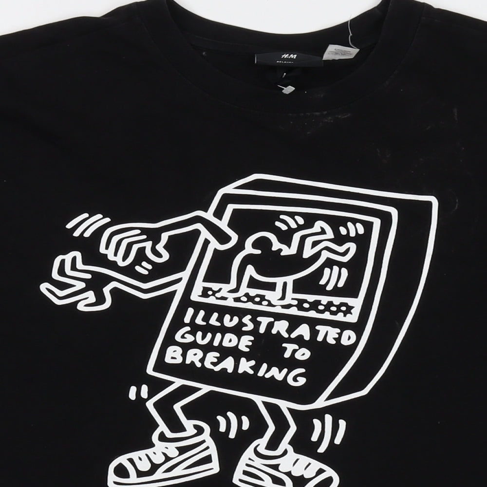 Keith Haring Mens Black Cotton T-Shirt Size S Crew Neck