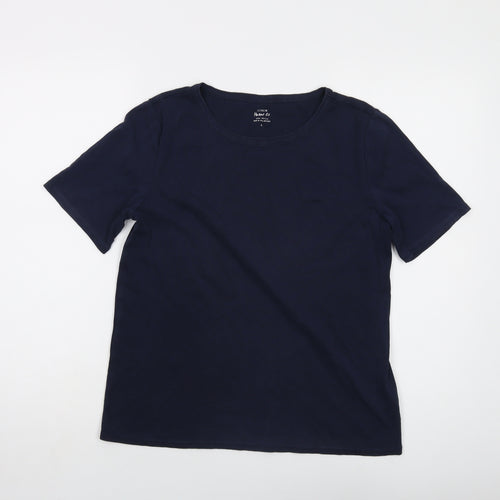 J.CREW Womens Blue Cotton Basic T-Shirt Size L Round Neck