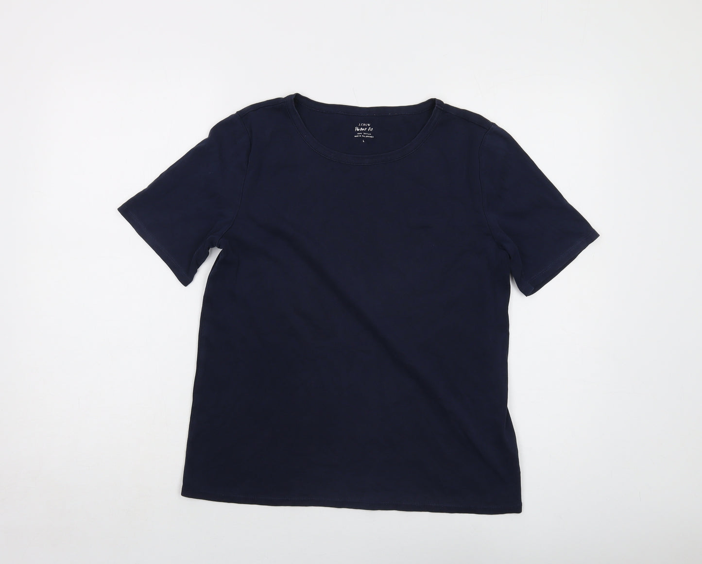 J.CREW Womens Blue Cotton Basic T-Shirt Size L Round Neck