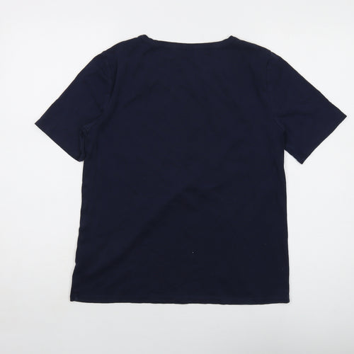 J.CREW Womens Blue Cotton Basic T-Shirt Size L Round Neck