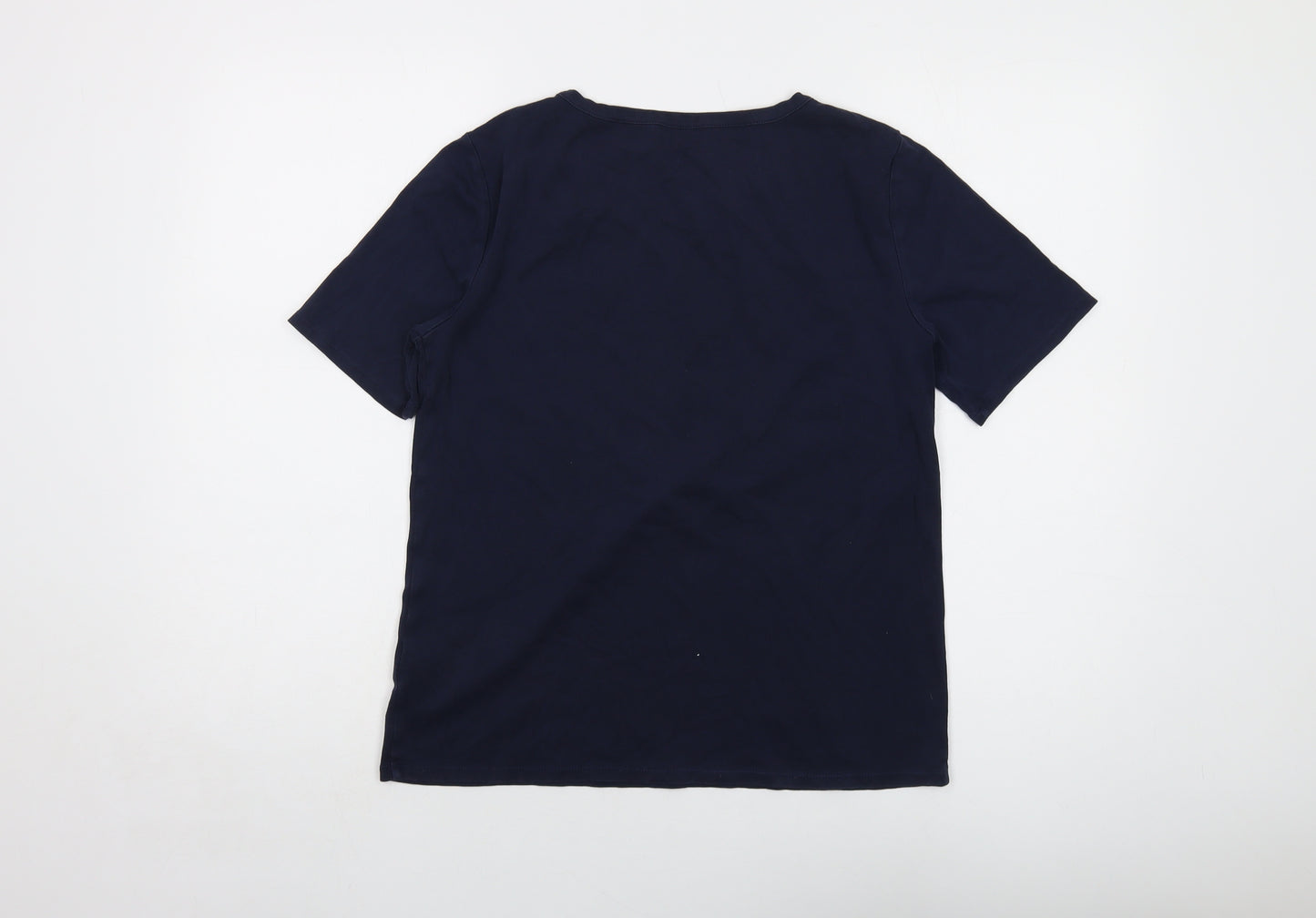 J.CREW Womens Blue Cotton Basic T-Shirt Size L Round Neck