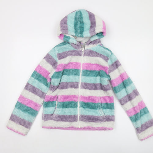 John Lewis Girls Multicoloured Striped Jacket Size 11 Years Zip