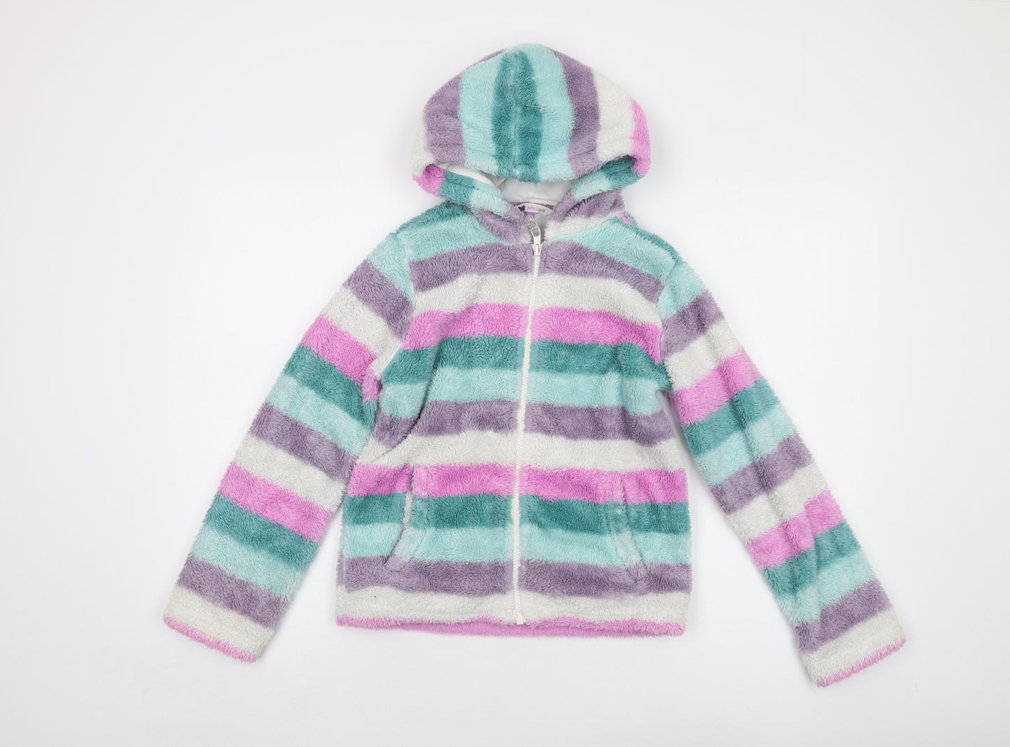 John Lewis Girls Multicoloured Striped Jacket Size 11 Years Zip