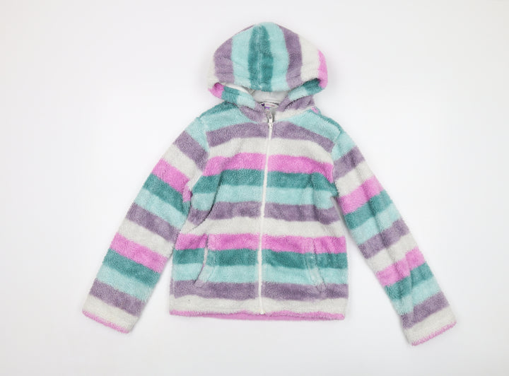 John Lewis Girls Multicoloured Striped Jacket Size 11 Years Zip