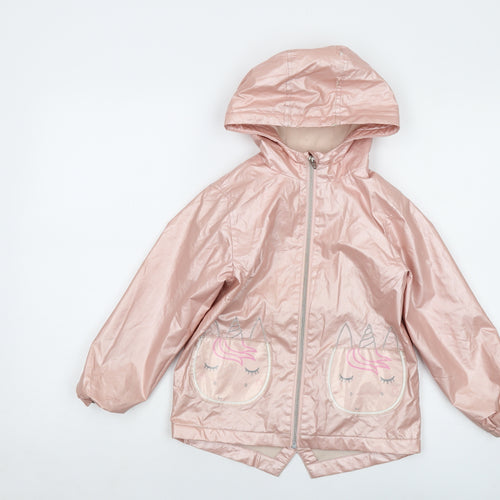 NEXT Girls Pink Rain Coat Coat Size 5-6 Years Zip