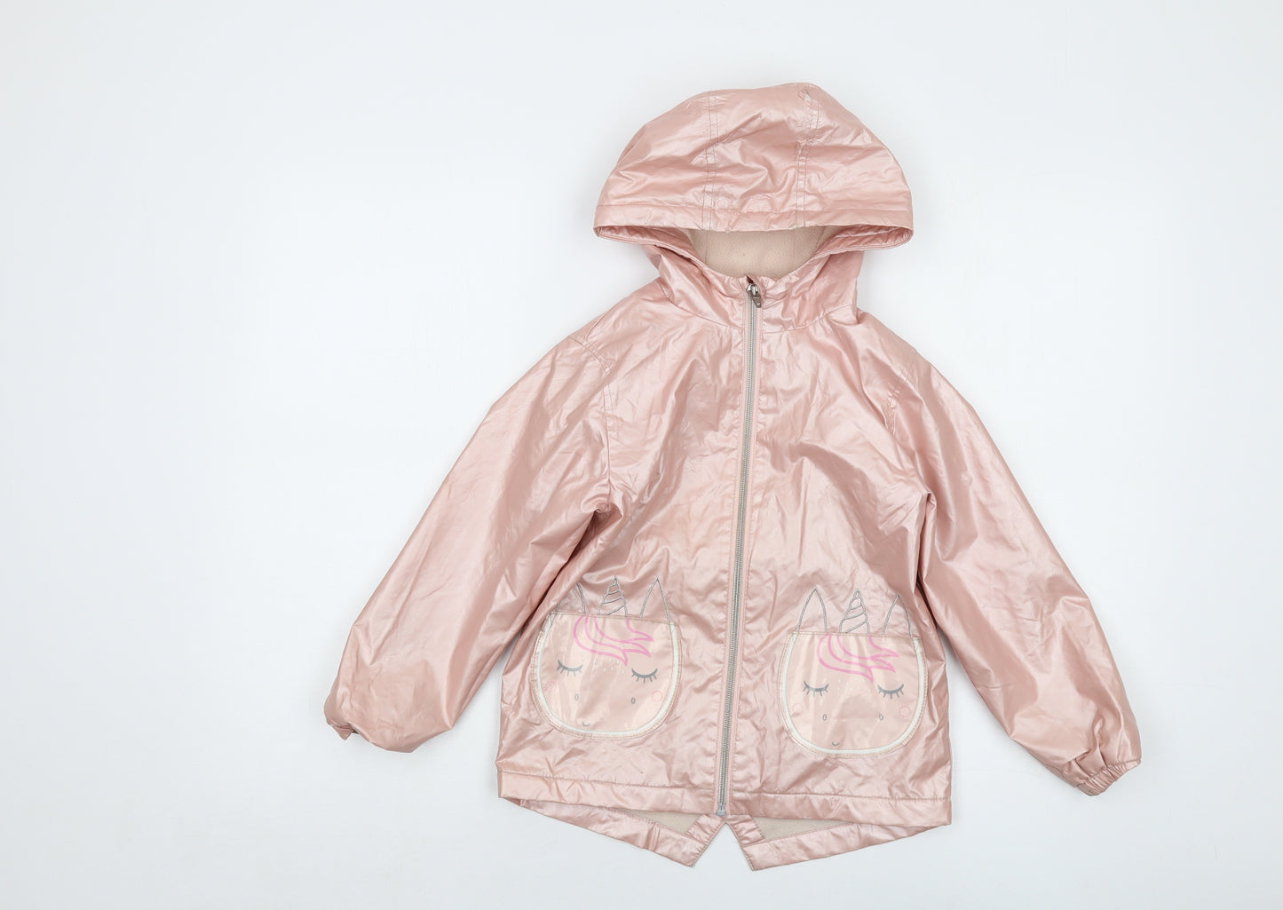 NEXT Girls Pink Rain Coat Coat Size 5-6 Years Zip