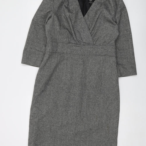 Austin Reed Womens Grey Polyester Sheath Size 12 V-Neck Zip