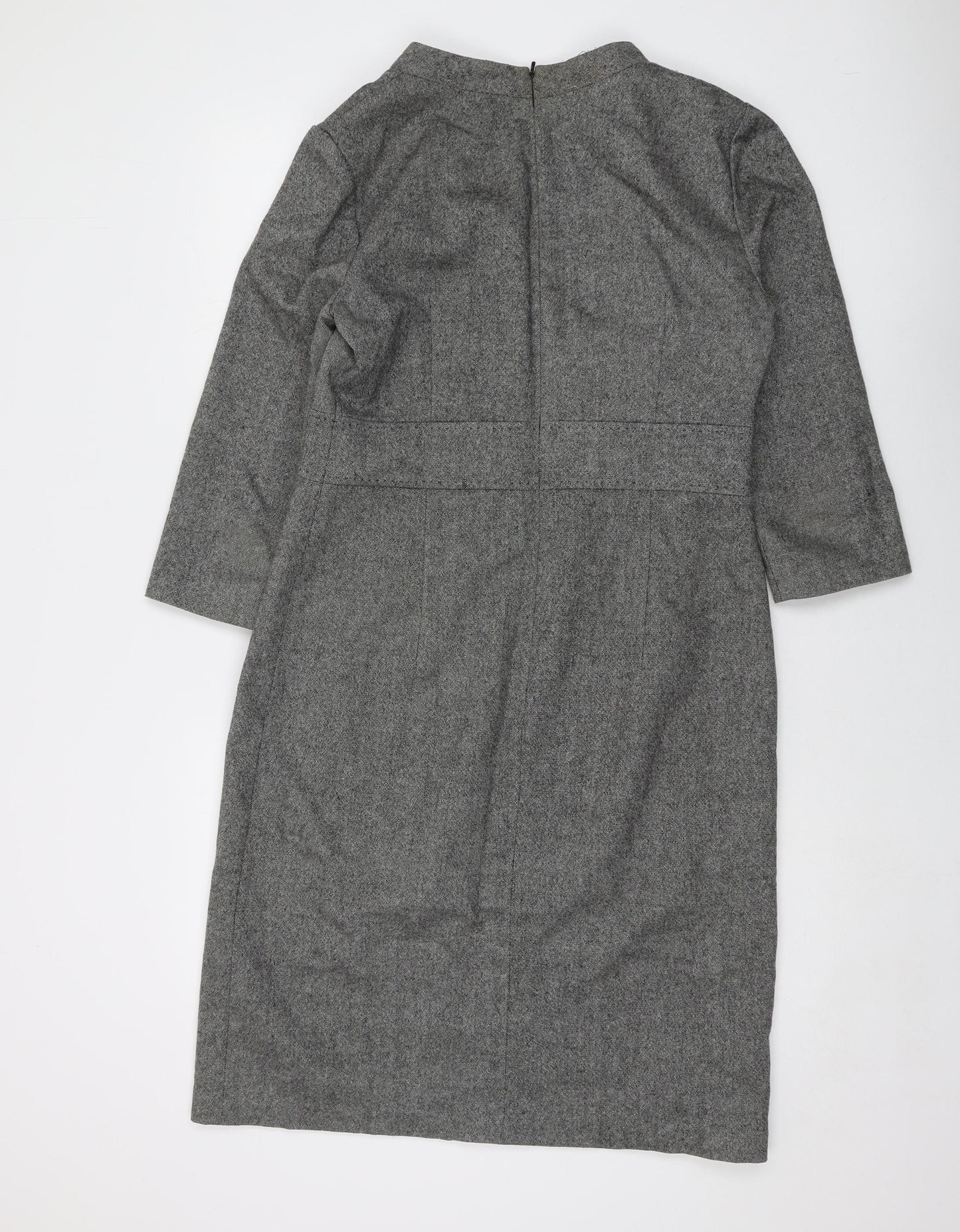 Austin Reed Womens Grey Polyester Sheath Size 12 V-Neck Zip