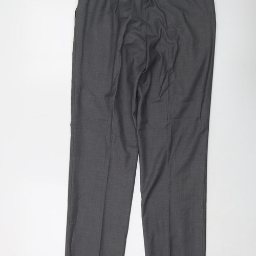 Yaly Mens Grey Polyester Trousers Size 30 in L31 in Regular Hook & Eye