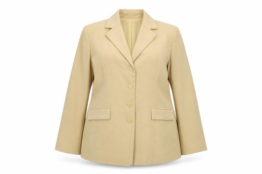 Front view of Bonmarché women’s yellow jacket, size UK 20, button