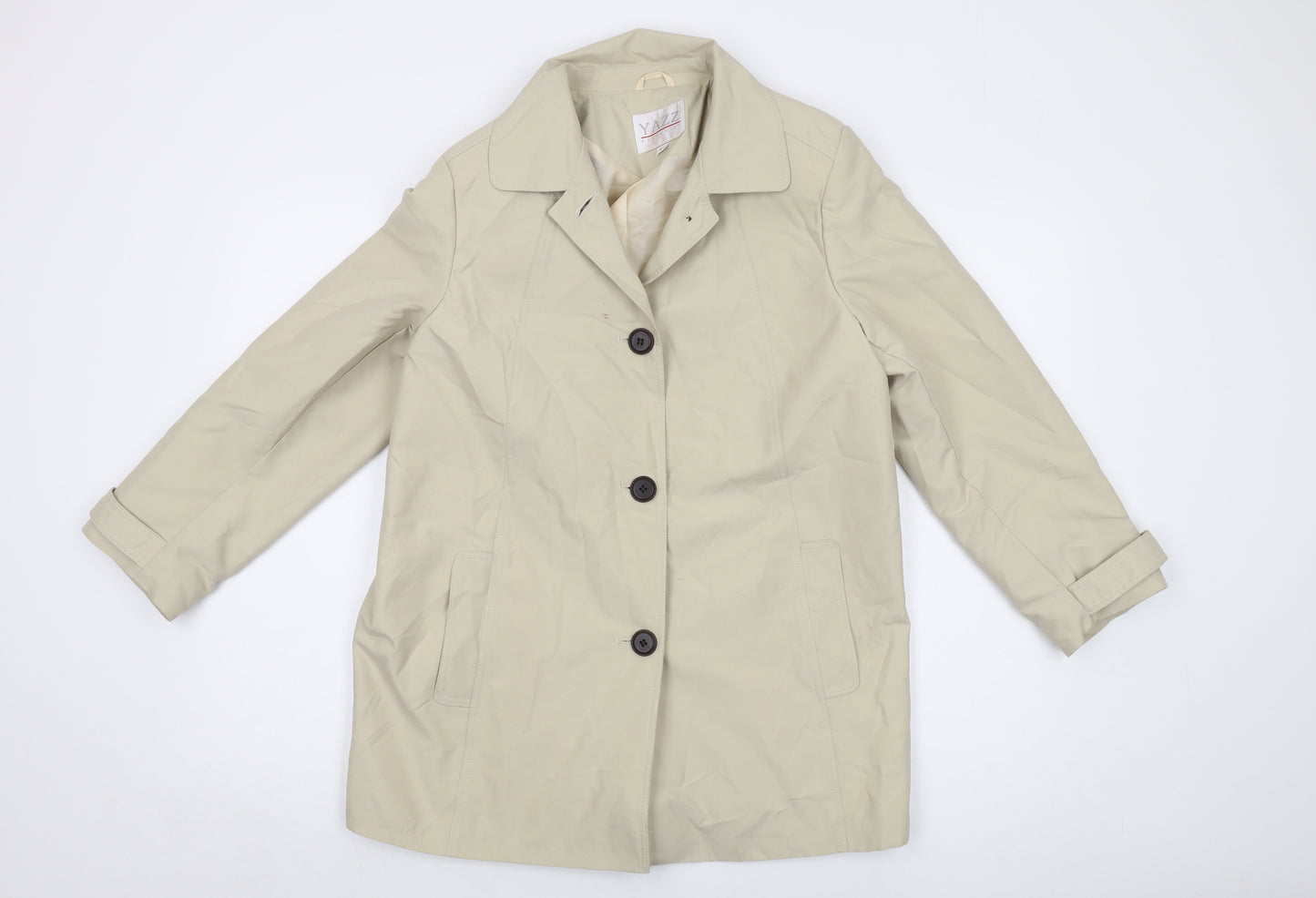Yazz Womens Beige Jacket Size 12 Button