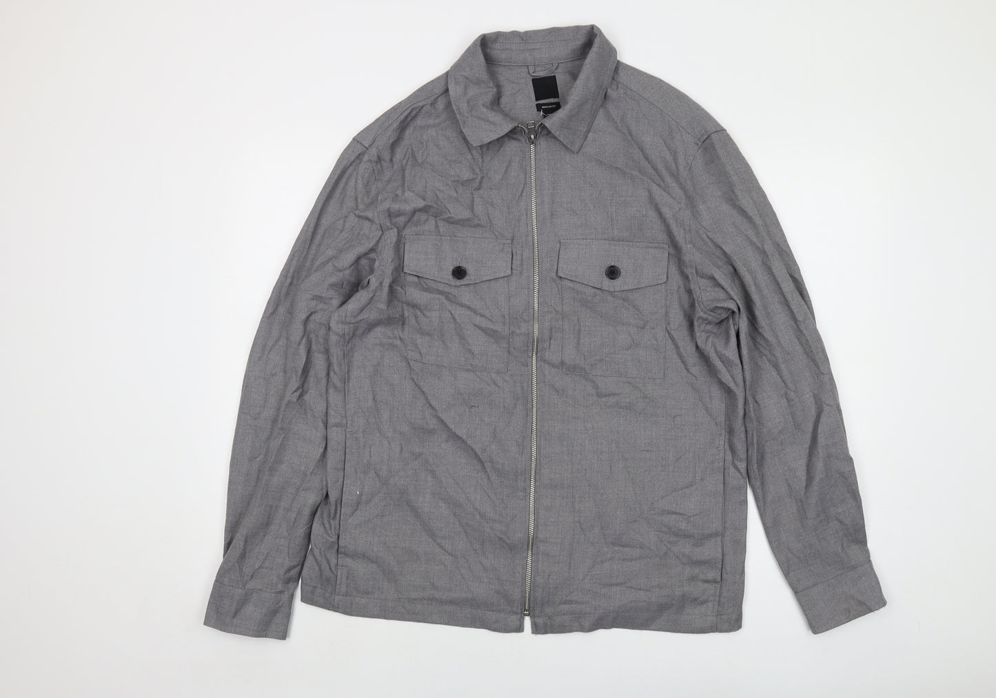 H&M Mens Grey Jacket Size L Zip