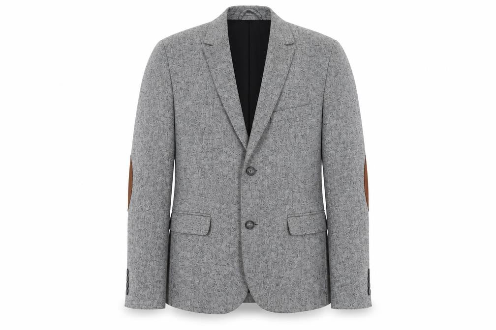 Front view of H&M men’s grey cotton jacket suit jacket, size 38, regular