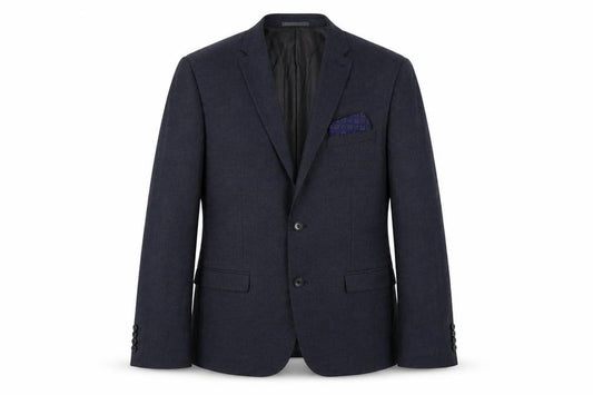 Front view of Next men’s blue polyester jacket suit jacket, size 44, regular