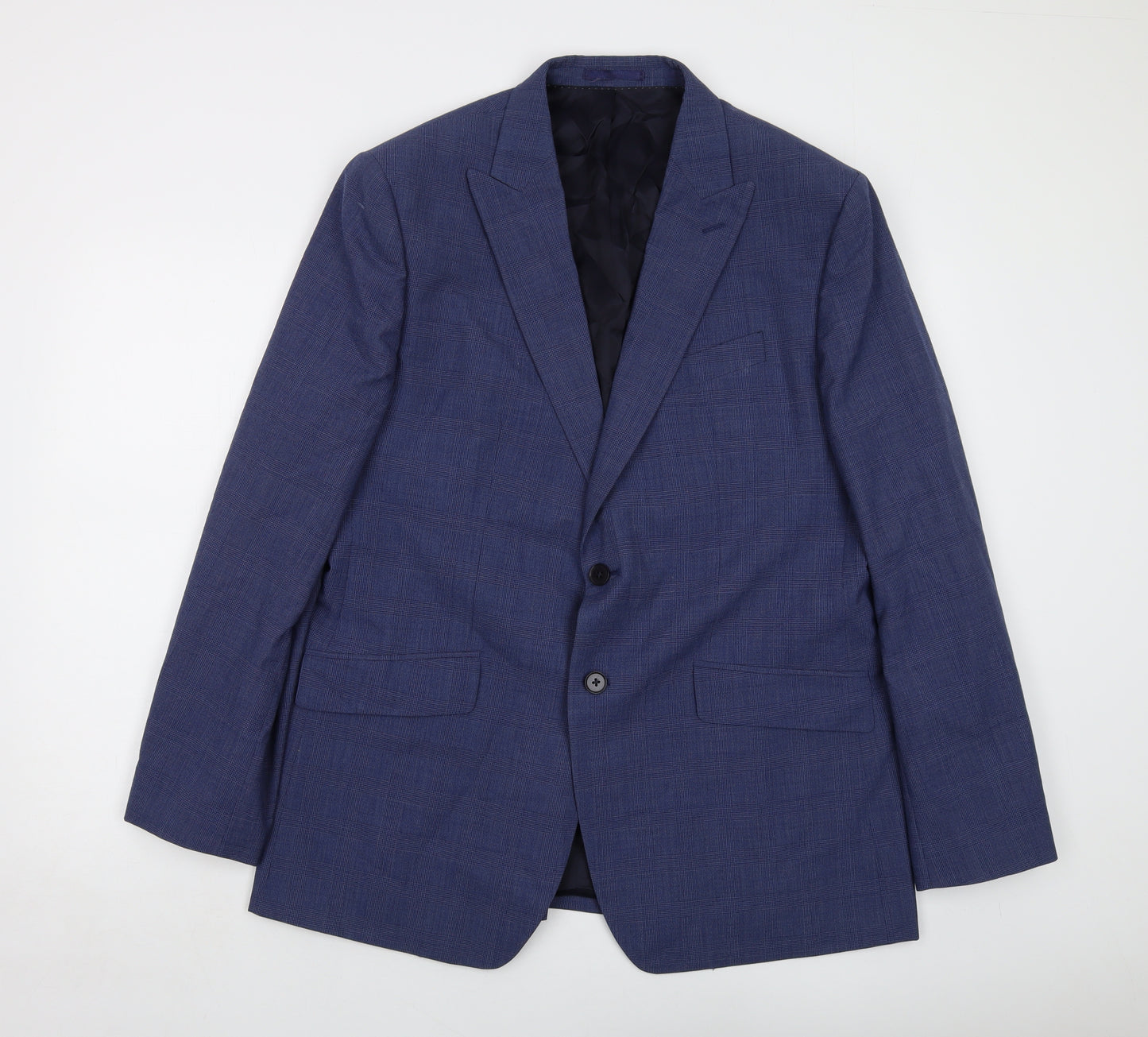 Charles Tyrwhitt Mens Blue Wool Jacket Suit Jacket Size 44 Regular