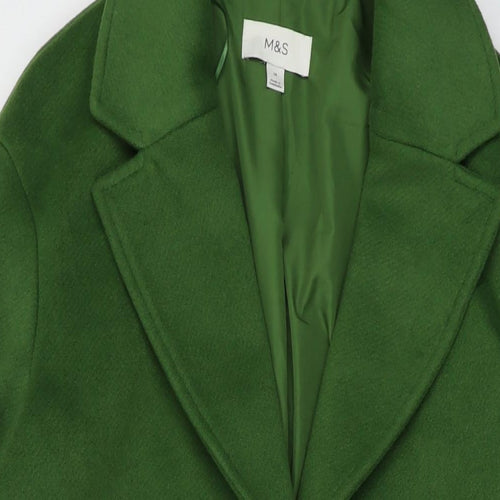 Marks and Spencer Womens Green Overcoat Coat Size 14 Button