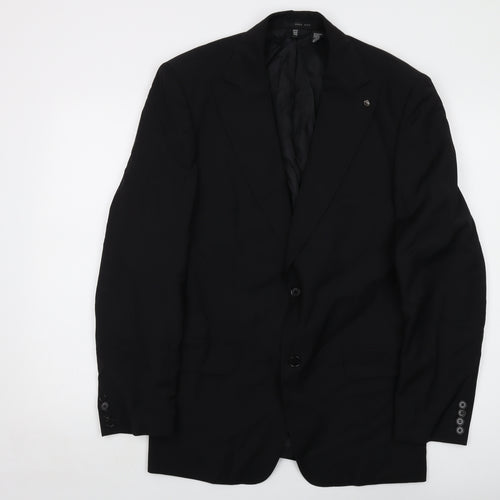 Zara Mens Black Wool Jacket Suit Jacket Size 42 Regular