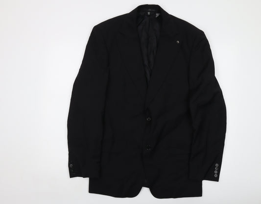 Zara Mens Black Wool Jacket Suit Jacket Size 42 Regular