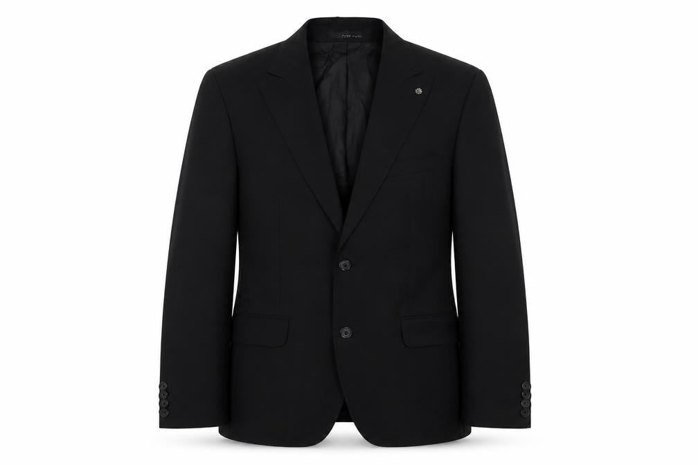 Front view of Zara men’s black wool jacket suit jacket, size 42, regular