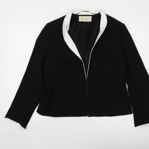 Roman Womens Black Jacket Size 16 Hook & Eye