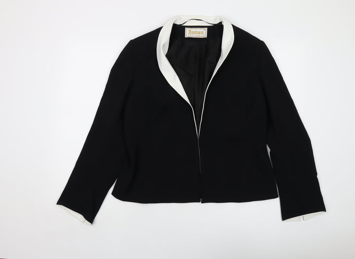 Roman Womens Black Jacket Size 16 Hook & Eye
