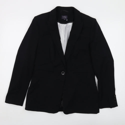 Marks and Spencer Womens Black Jacket Size 12 Button