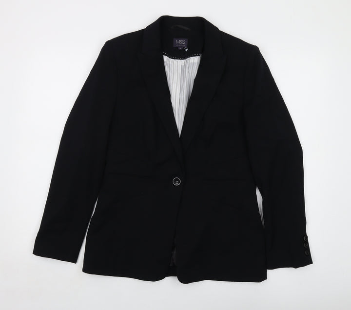 Marks and Spencer Womens Black Jacket Size 12 Button