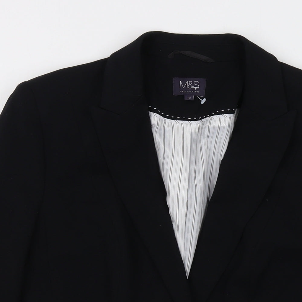 Marks and Spencer Womens Black Jacket Size 12 Button