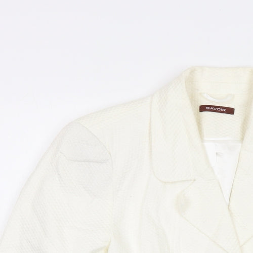 Savoir Womens Ivory Jacket Size 12 Button