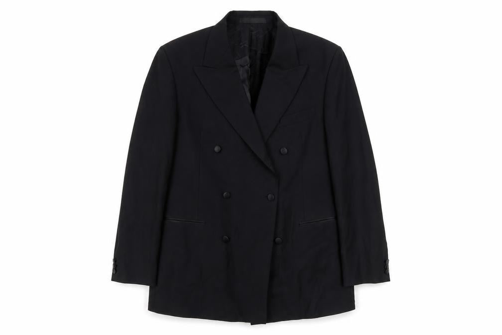Front view of Marks & Spencer men’s black wool jacket suit jacket, size 44, regular