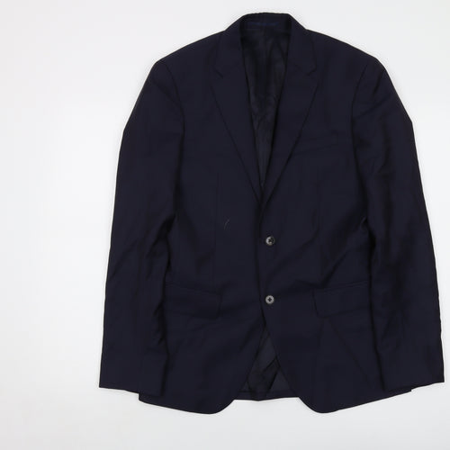 Reiss Mens Blue Wool Jacket Suit Jacket Size 38 Regular