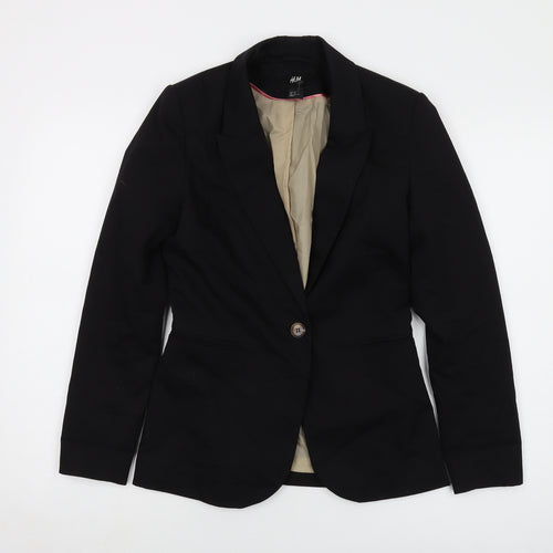 H&M Womens Black Jacket Size 6 Button