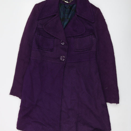 Full Circle Womens Purple Overcoat Coat Size 10 Button