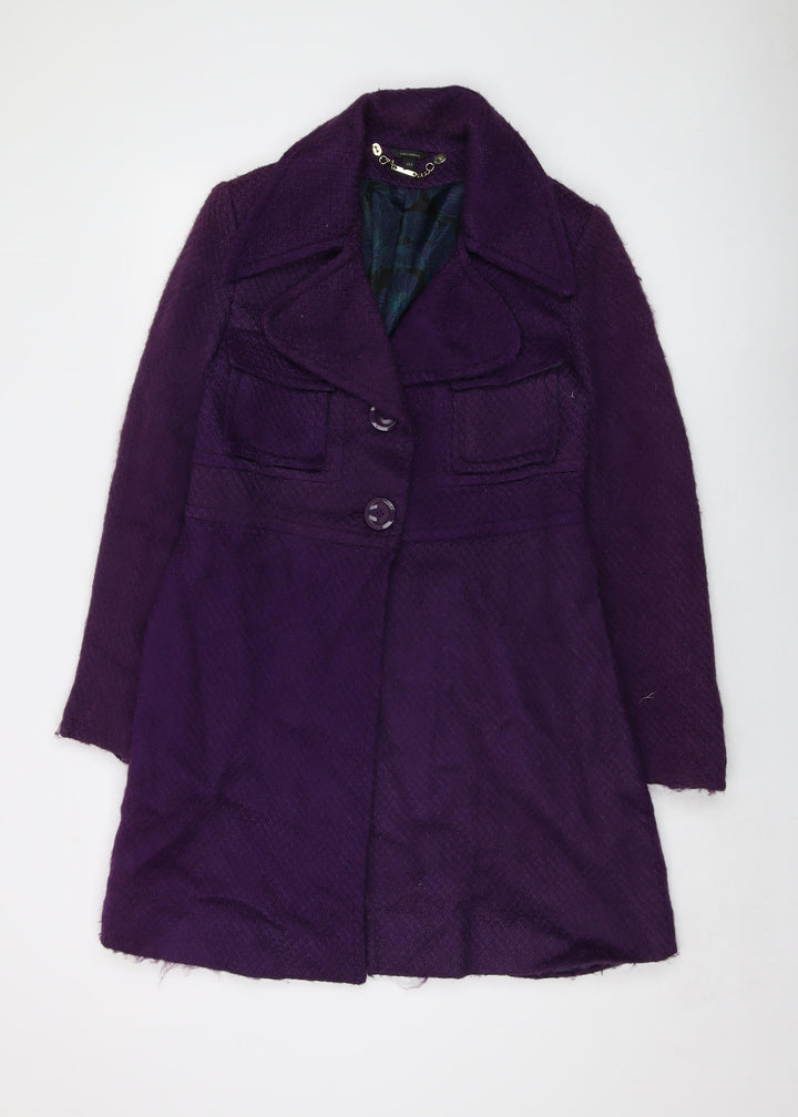 Full Circle Womens Purple Overcoat Coat Size 10 Button