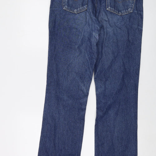 Falmer Womens Blue Cotton Straight Jeans Size 14 L30.5 in Regular Button