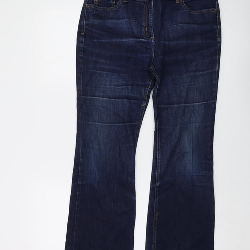 Marks and Spencer Womens Blue Cotton Bootcut Jeans Size 14 L27 in Regular Button