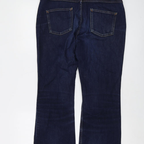 Marks and Spencer Womens Blue Cotton Bootcut Jeans Size 14 L27 in Regular Button