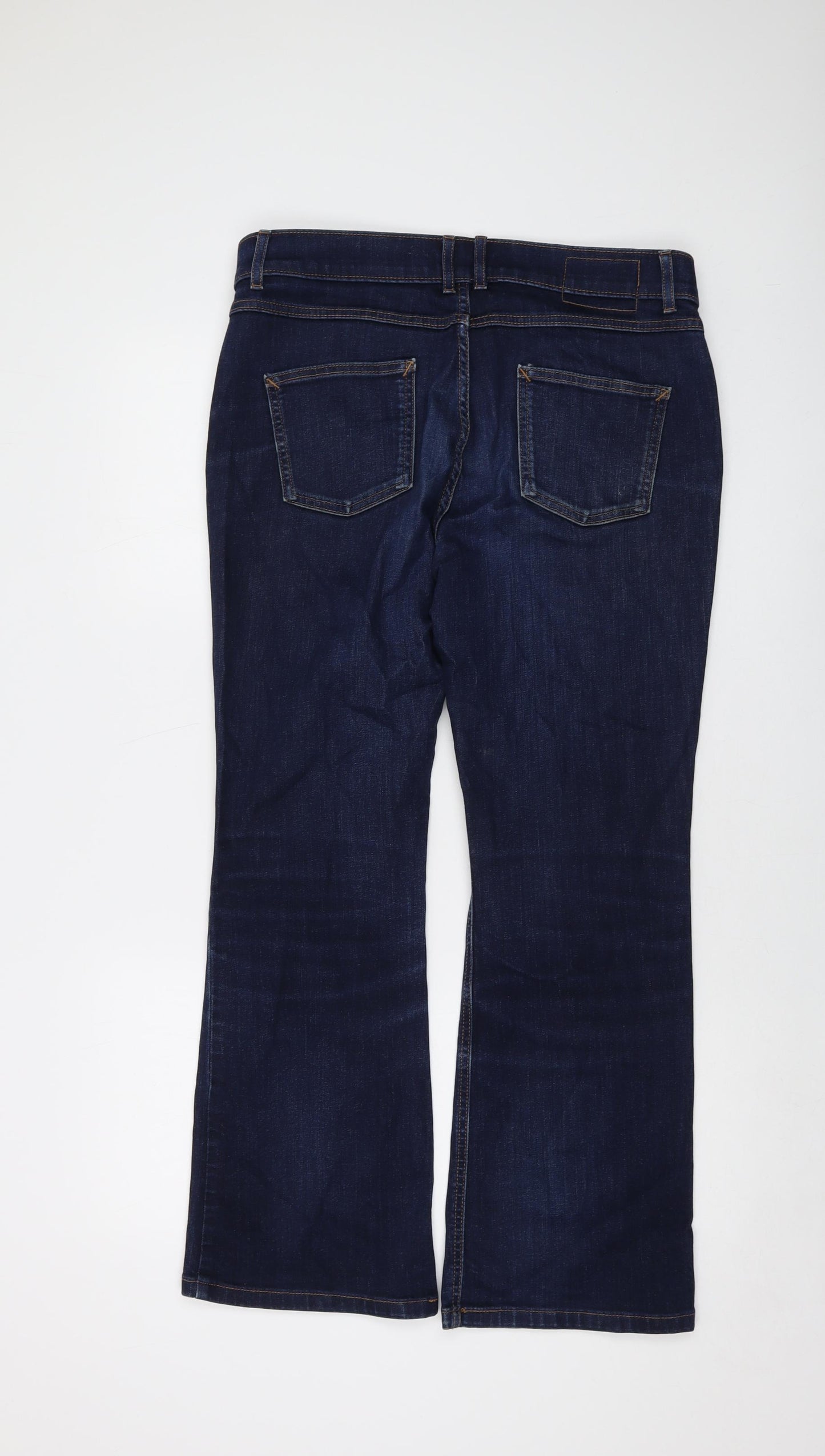 Marks and Spencer Womens Blue Cotton Bootcut Jeans Size 14 L27 in Regular Button