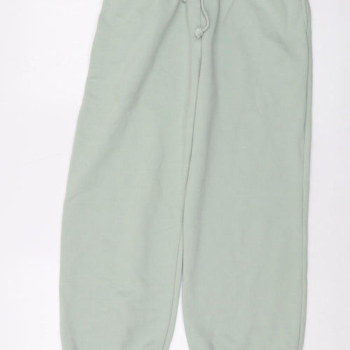 Zara Womens Green Cotton Trousers Size M L26 in Regular Drawstring