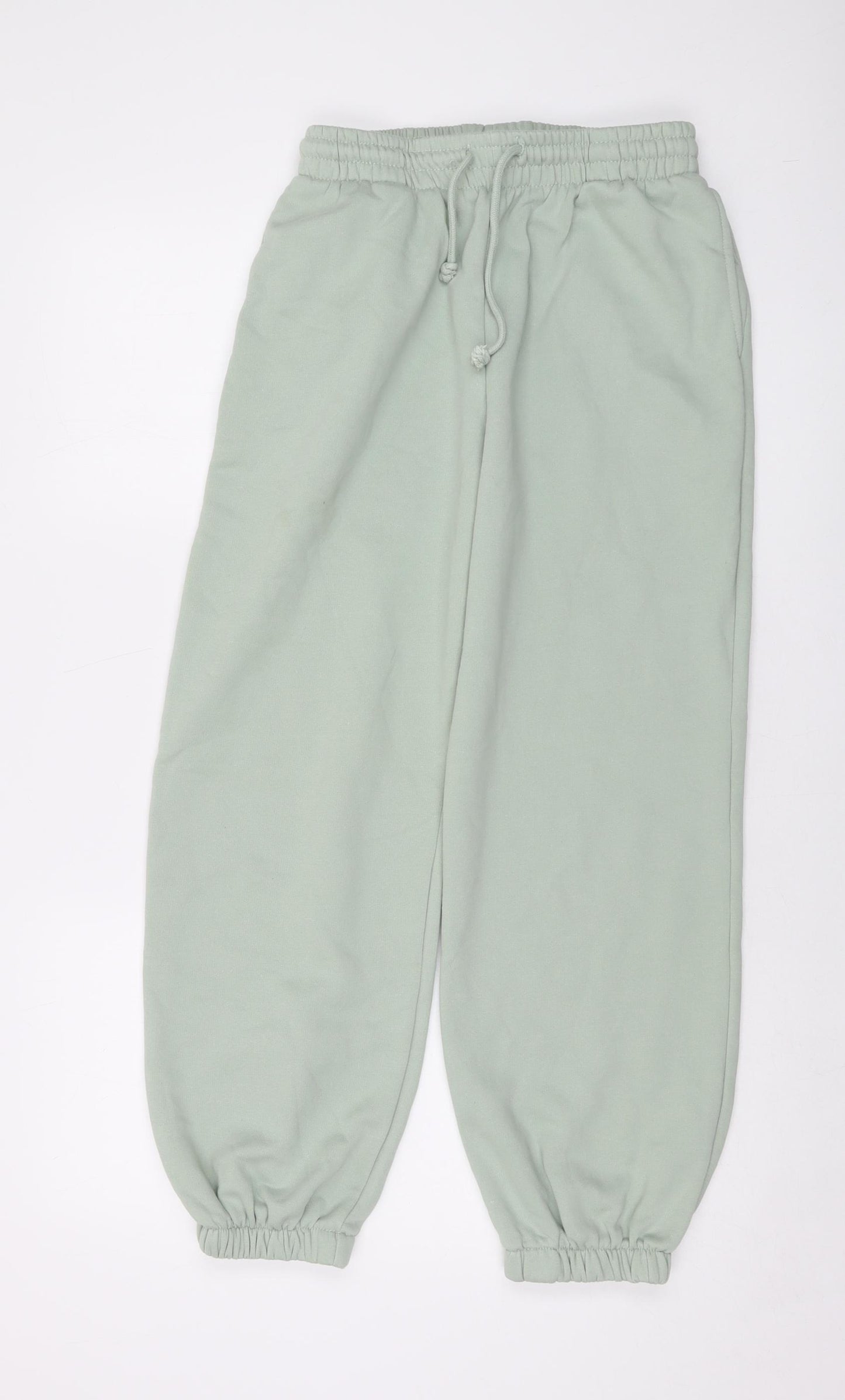 Zara Womens Green Cotton Trousers Size M L26 in Regular Drawstring