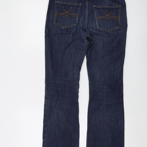 Marks and Spencer Womens Blue Cotton Bootcut Jeans Size 12 L28 in Regular Button