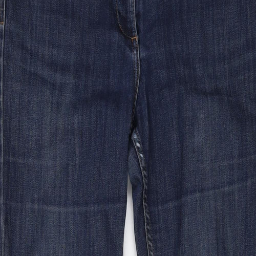 Marks and Spencer Womens Blue Cotton Bootcut Jeans Size 12 L28 in Regular Button