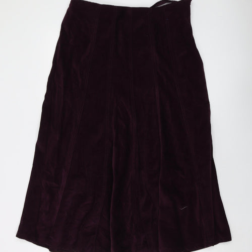 M&Co Womens Purple Cotton A-Line Skirt Size 16 Zip