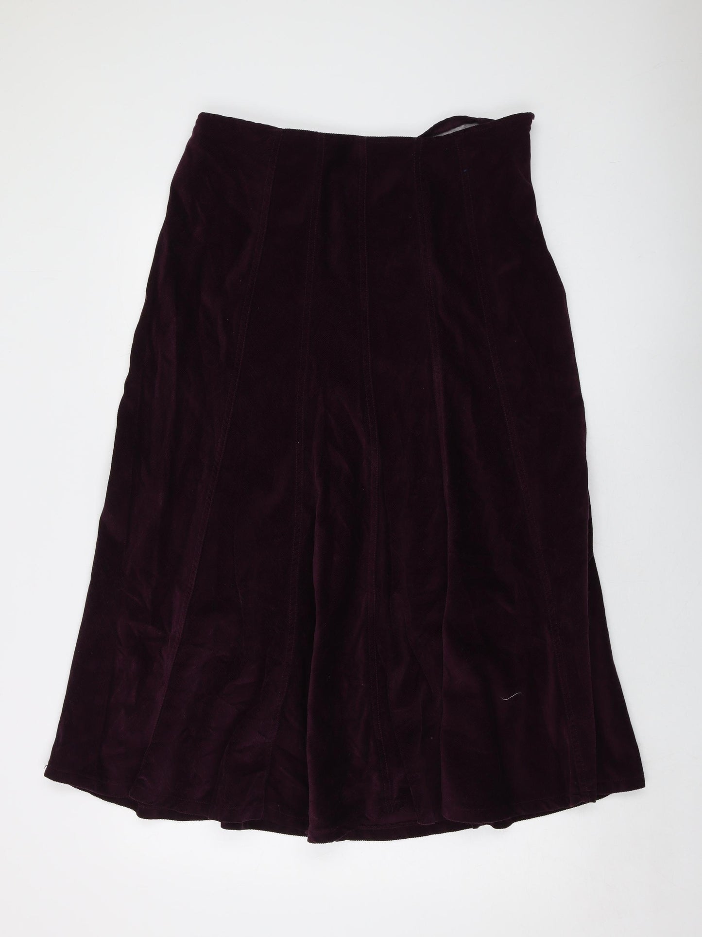 M&Co Womens Purple Cotton A-Line Skirt Size 16 Zip