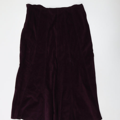 M&Co Womens Purple Cotton A-Line Skirt Size 16 Zip