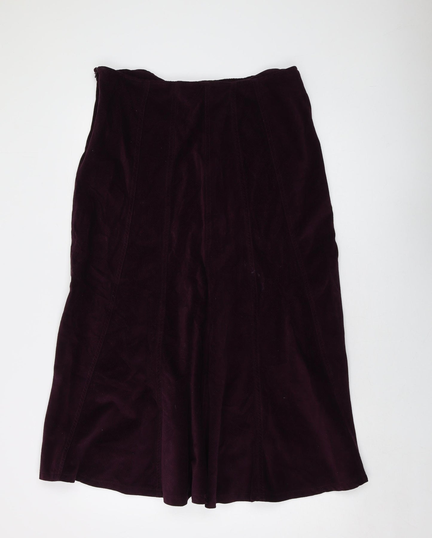 M&Co Womens Purple Cotton A-Line Skirt Size 16 Zip