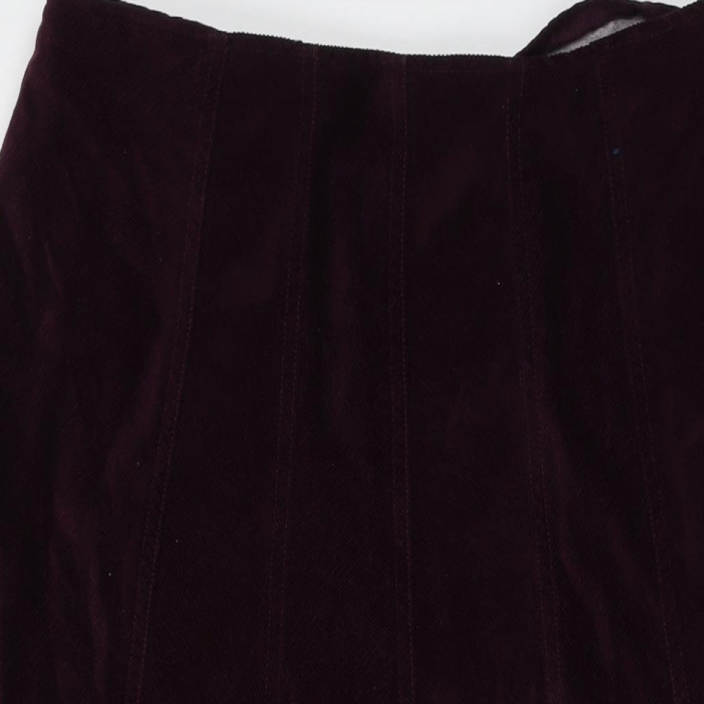 M&Co Womens Purple Cotton A-Line Skirt Size 16 Zip