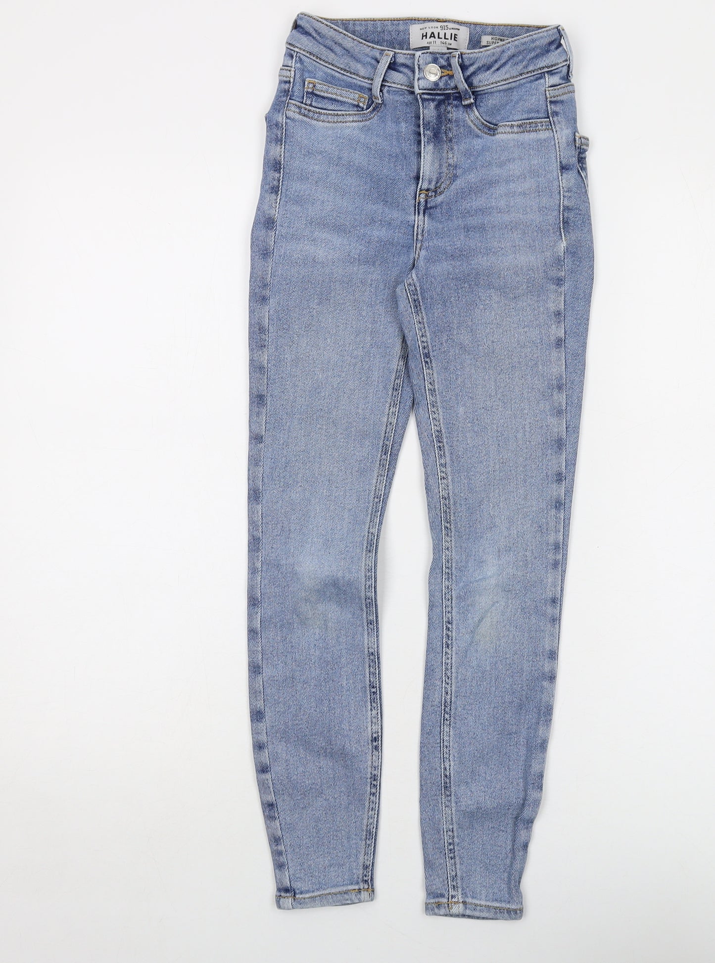 New Look Girls Blue Cotton Skinny Jeans Size 11 Years Regular Button